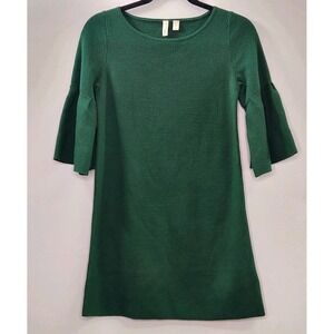 Moth Anthropologie Women XS Chester Green Bell Sleeve Sweater Dress Holiday Cozy